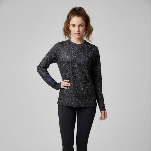 Women Rash Guard Top Crew Neck Long Sleeves Printed Swim Shirt Top
