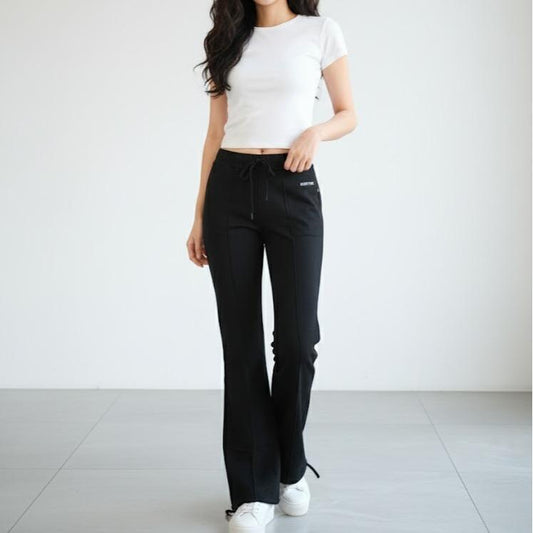 FP5991 Women's Classic Cotton Straight Pants with Bottom Strings