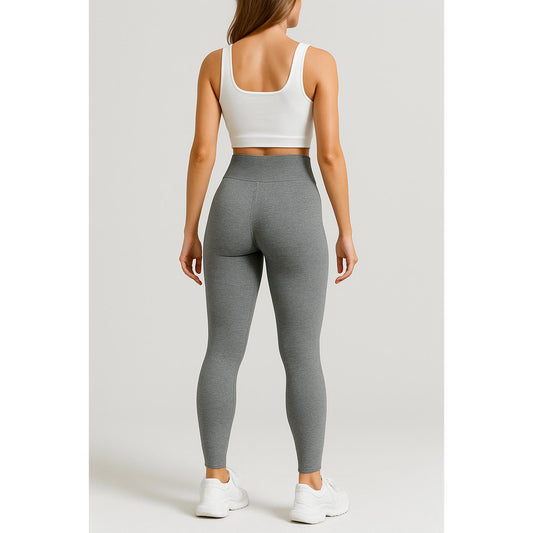 High-Waisted Ribbed Seamless Leggings – Heather Gray