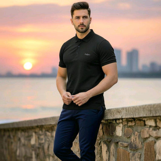 SHVET Dry-fit Polo Shirt Mens Top Casual Korean Style (Short Sleeve with Logo Patch)