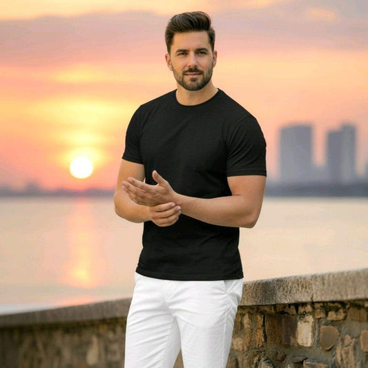 IceTech Collections Male Top Dry-fit Tshirt Plain Black - Simple Design Short Sleeve Tee for Men