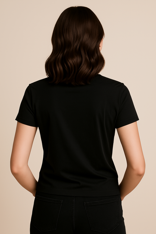 Black Jewel Neckline Chic Tee