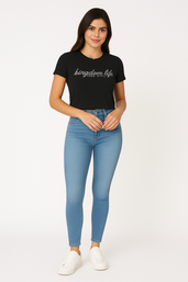 OKIS Black Tee Tops for Female (Kingdom Life)