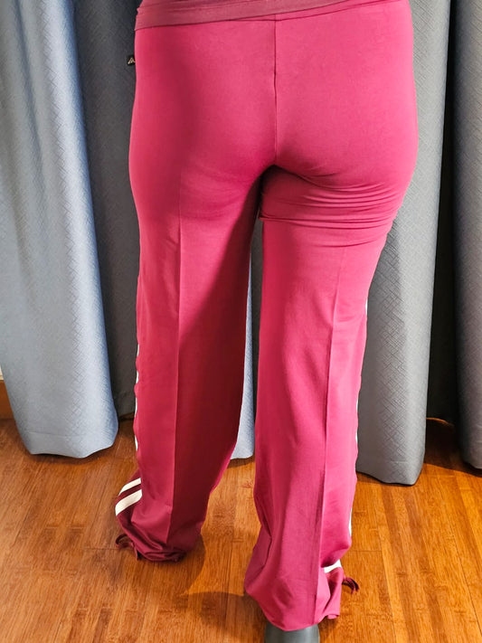 Maroon Flared Pants with White Side Stripes – Ferrypure