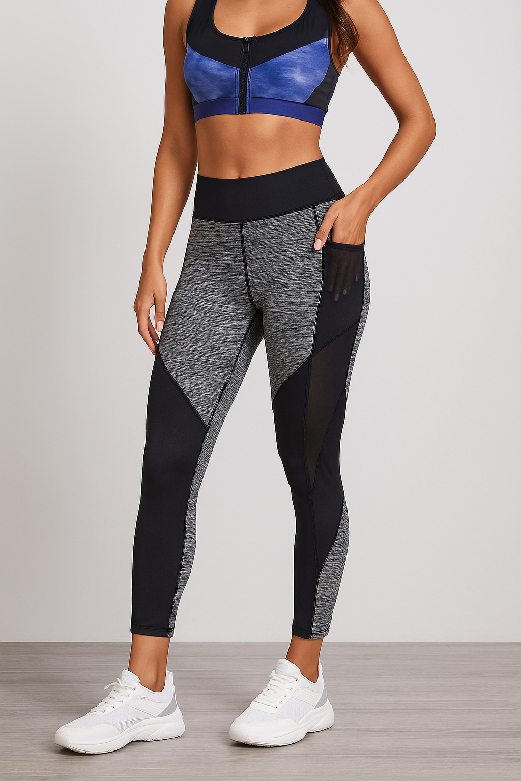 Mesh Panel High-Waist Active Leggings