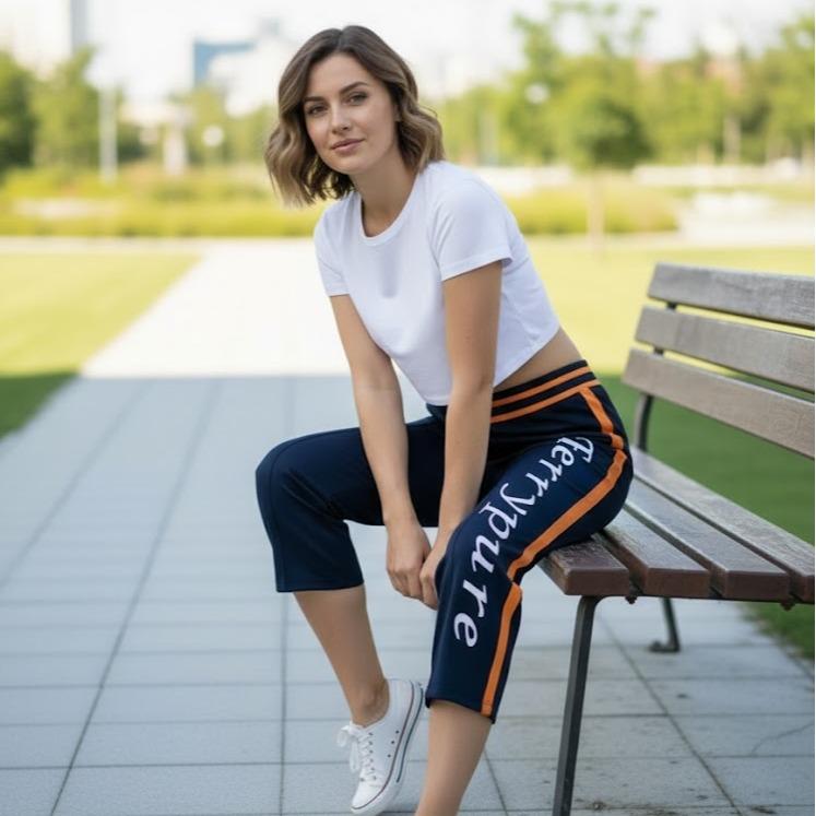 FPB0708-7 Women's Classic Cotton Capri Pants with Orange Lining