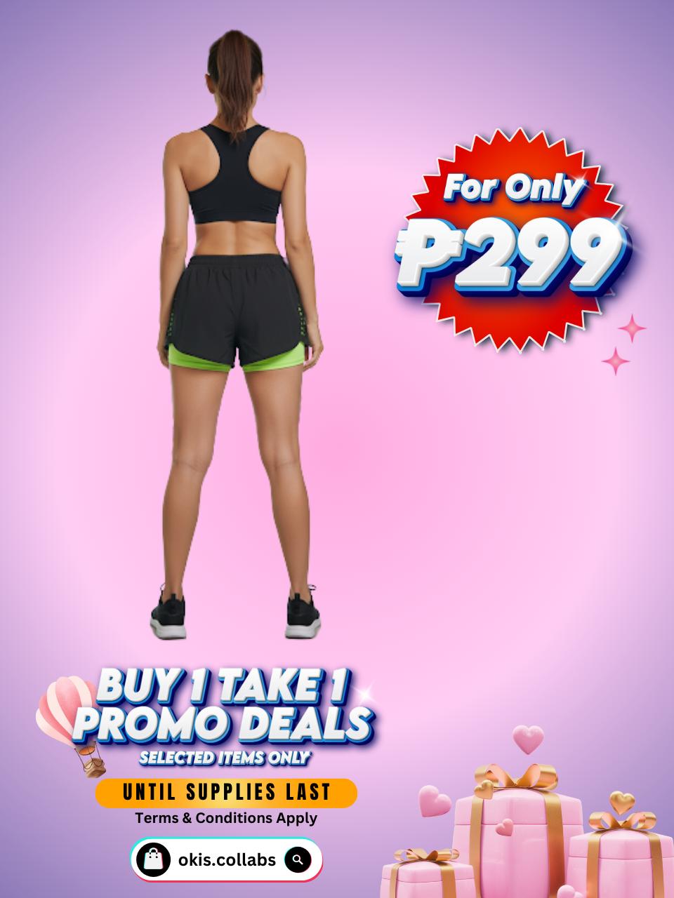 [BUY 1 TAKE 1 FREE] Women's Cotton Sports Wear Athletic Running Shorts