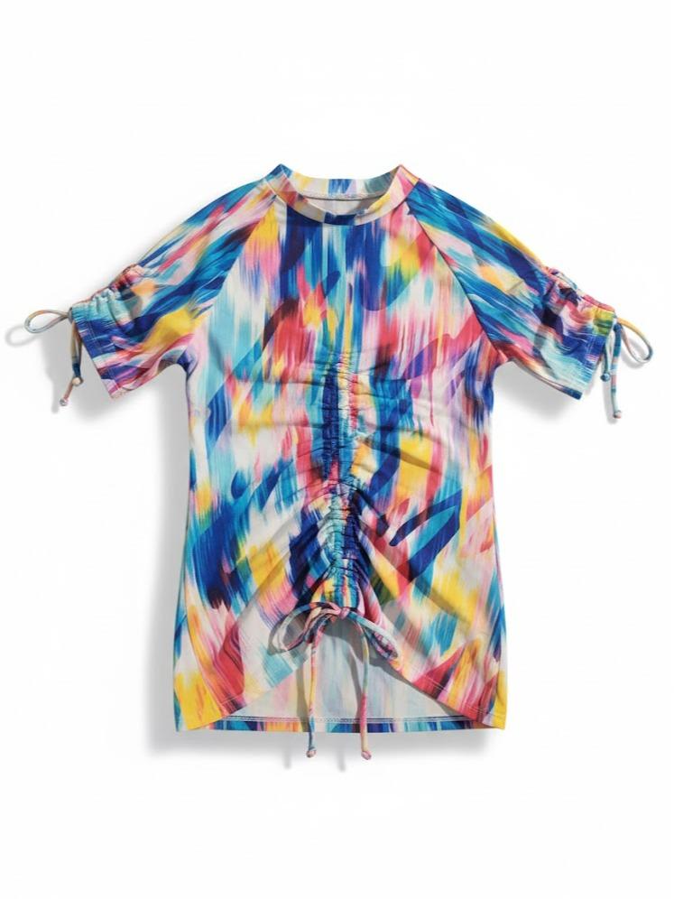 Female Kiddies Rash Guard T-shirt/Blouse Printed Design with Tie