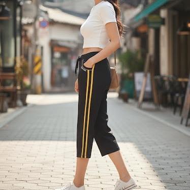 FP68054-7 Women's Classic Cotton Capri Pants with Different Lining