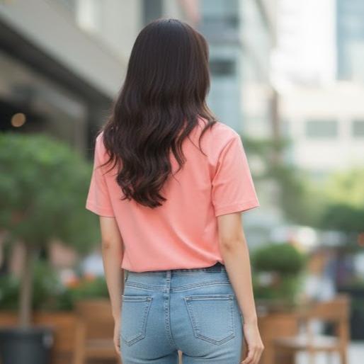 W24-20025 Women's Cotton Top in Crew Neck Fashionable Tee Shirt