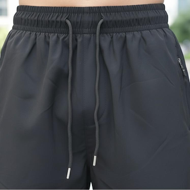 IceTech Collections Male Bottom Dry-fit Trouser Plain Black Straight Cut Pants for Men with Drawstring Waist