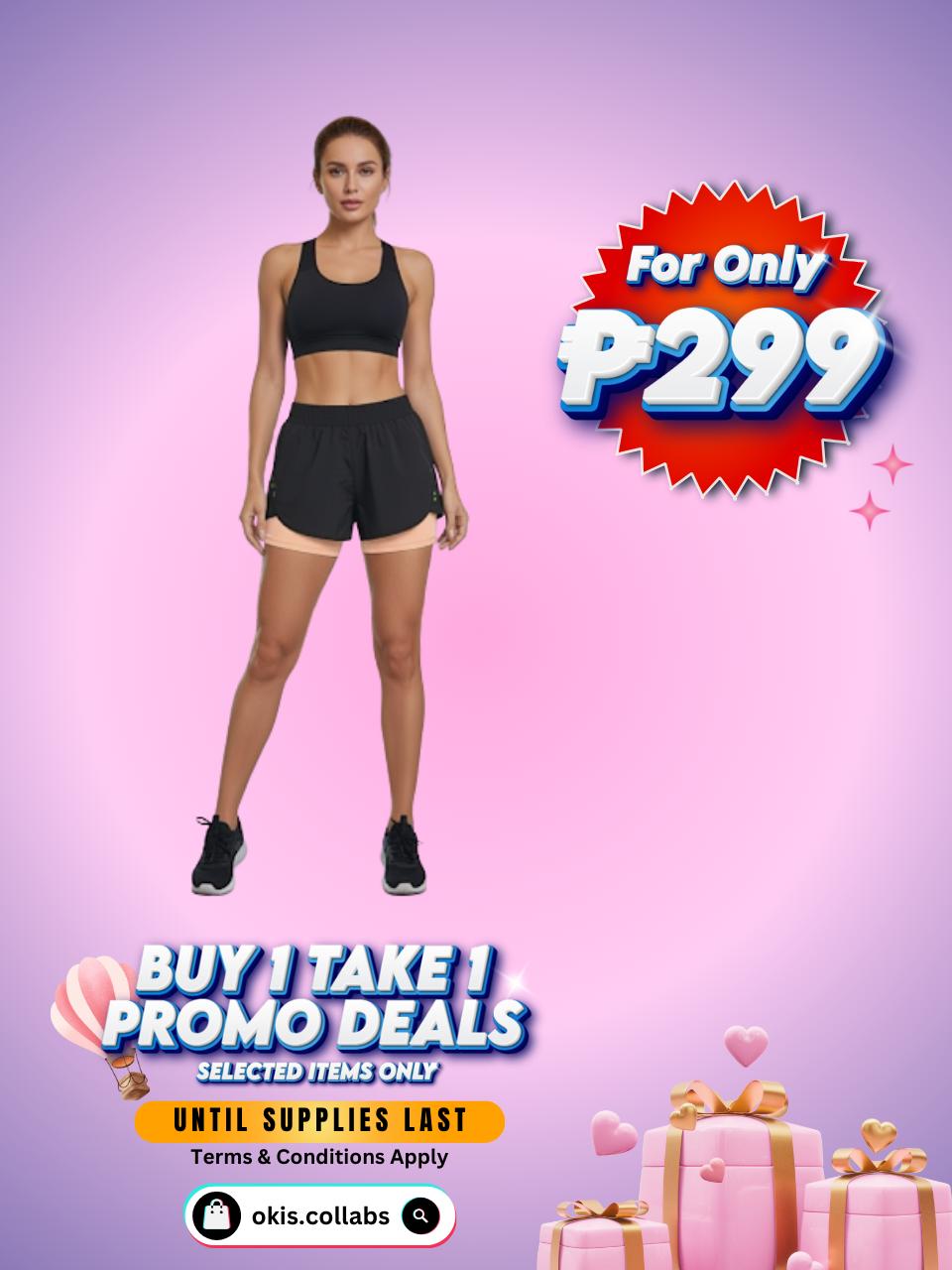 [BUY 1 TAKE 1 FREE] Women's Cotton Sports Wear Athletic Running Shorts