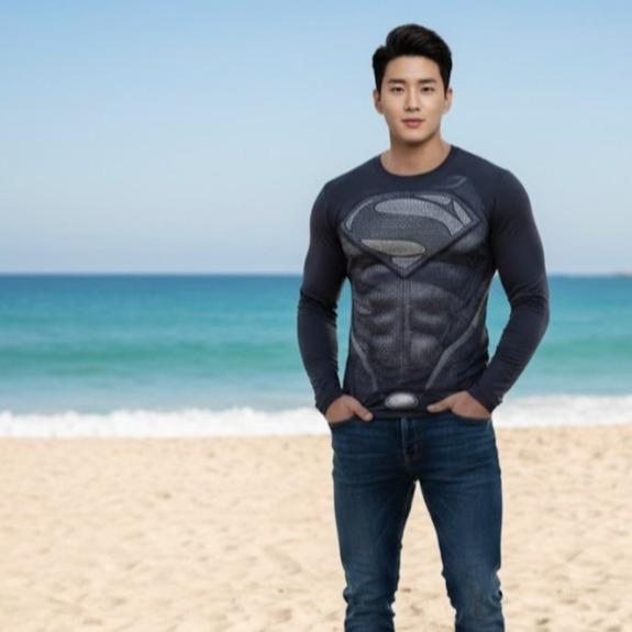 MENS Super Hero Inspired &  Printed Design Rash Guard T-shirt for Swimming