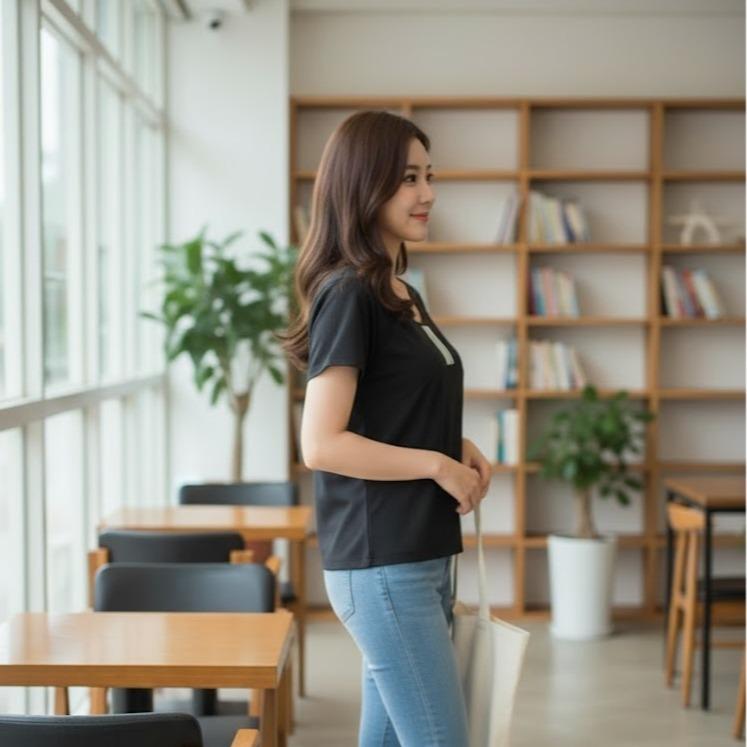 FPF034/F034-1 Women's Classic Cotton Tee Shirt with ROUND NECK Short Sleeve Casual Top