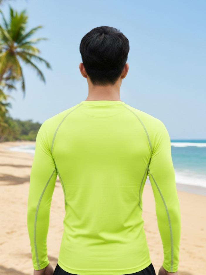 Men's Sport/Swim Wear Longsleeve Compression Shirt in Neon Yellow (#18)