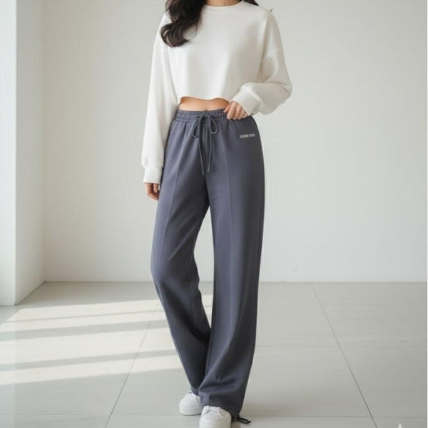 FPA001 Women's Classic Cotton Pants in Plain Dark Gray Color