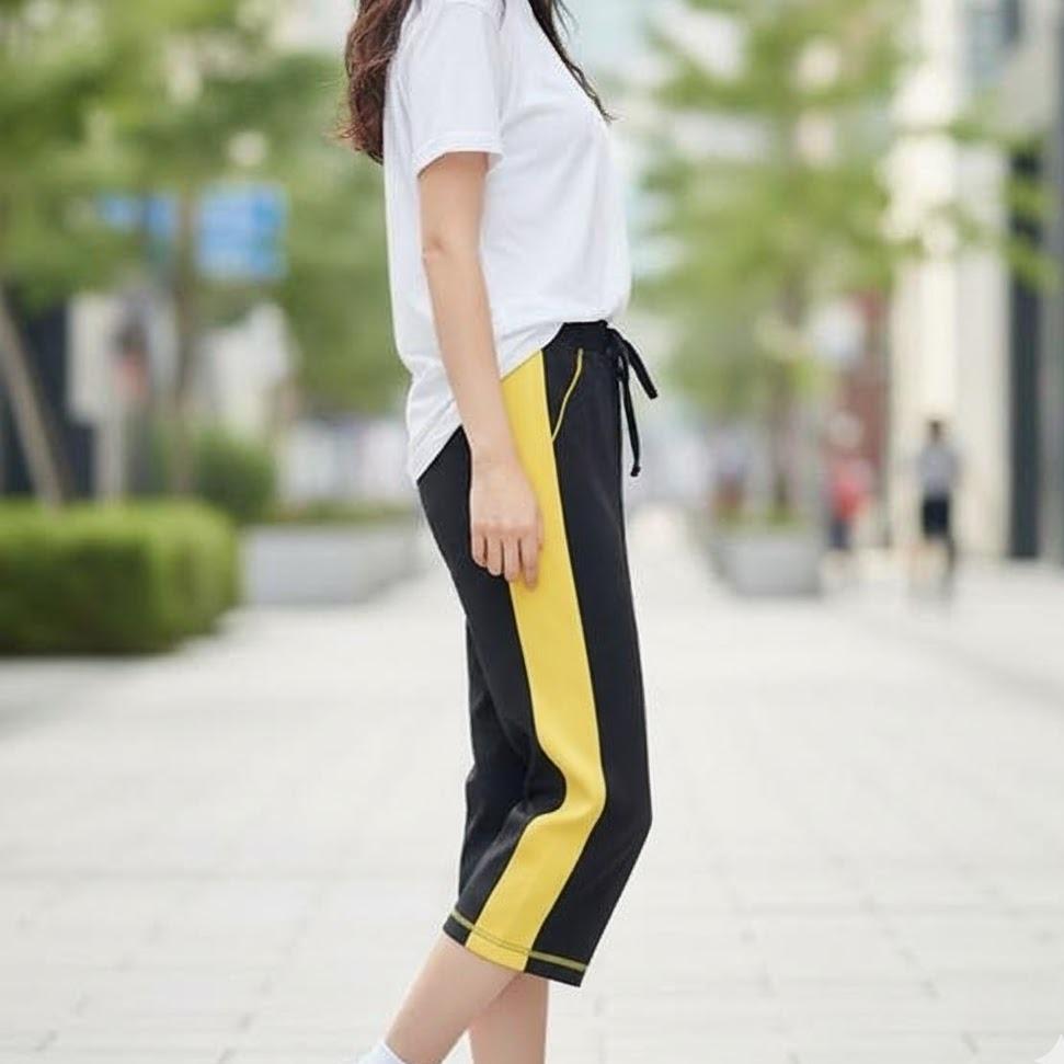 FP9214 Women's Classic Cotton Capri Pants with Blue Sides Lining