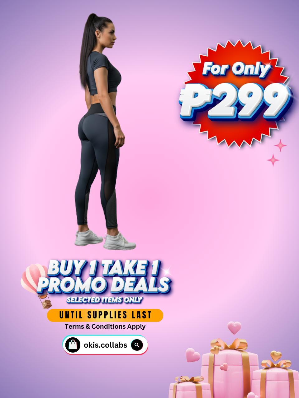 [BUY 1 TAKE 1 FREE] Women's Cotton Sports Wear Leggings Black Color