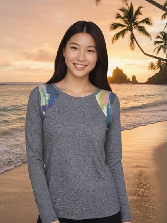 Women's Rash Guard Longsleeve in Printed Designs for Active Swim Wear Stylish & Functional Swim Gear