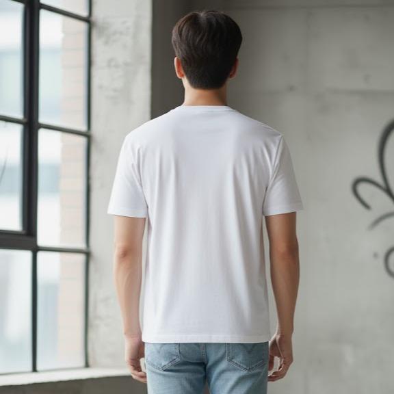 Men's High Fashion T-shirt in White & Black Color for Stylish Outfits with Beads & Bling