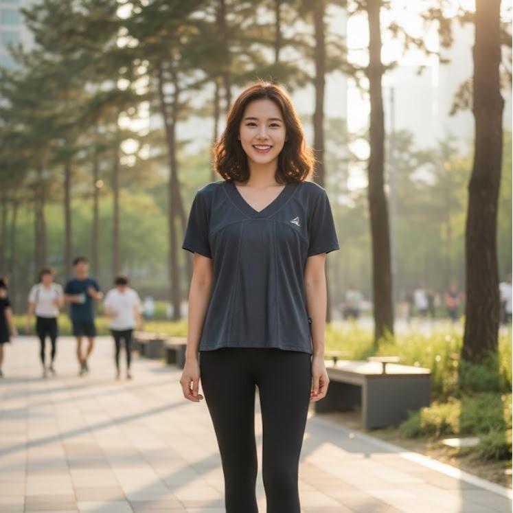FPF001A Women's Cotton Top Tee Shirt in V-Neck & Gray Color