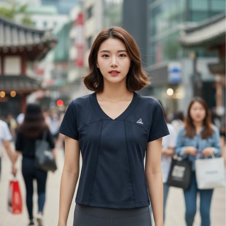 FPF001 Women's Cotton Top Tee Shirt Black Color