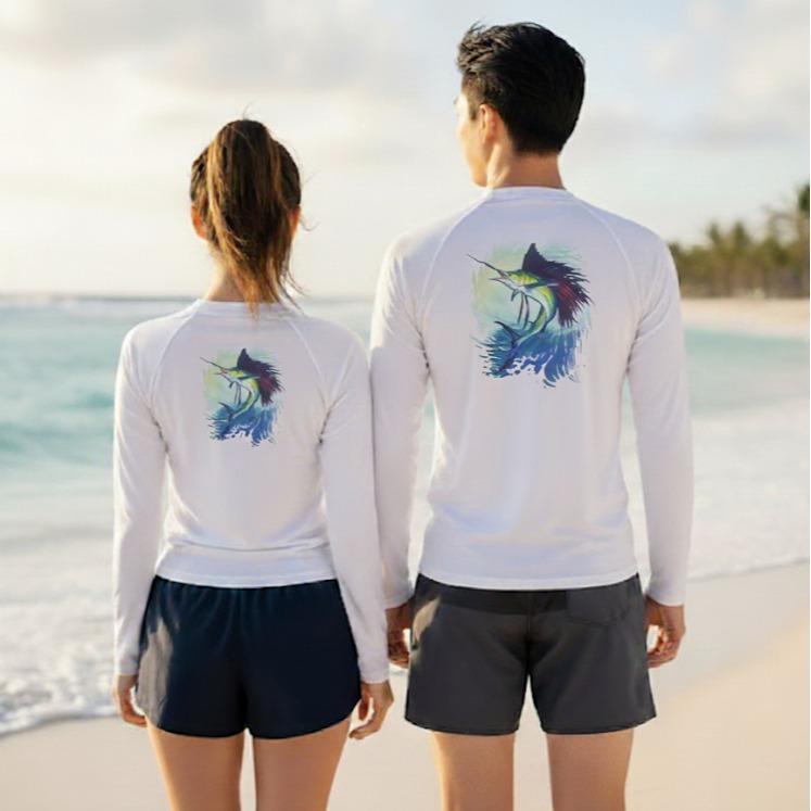 Men's/Women's Blue Design Swim Wear Longsleeve St. Thomas U.S V.I (#16B)