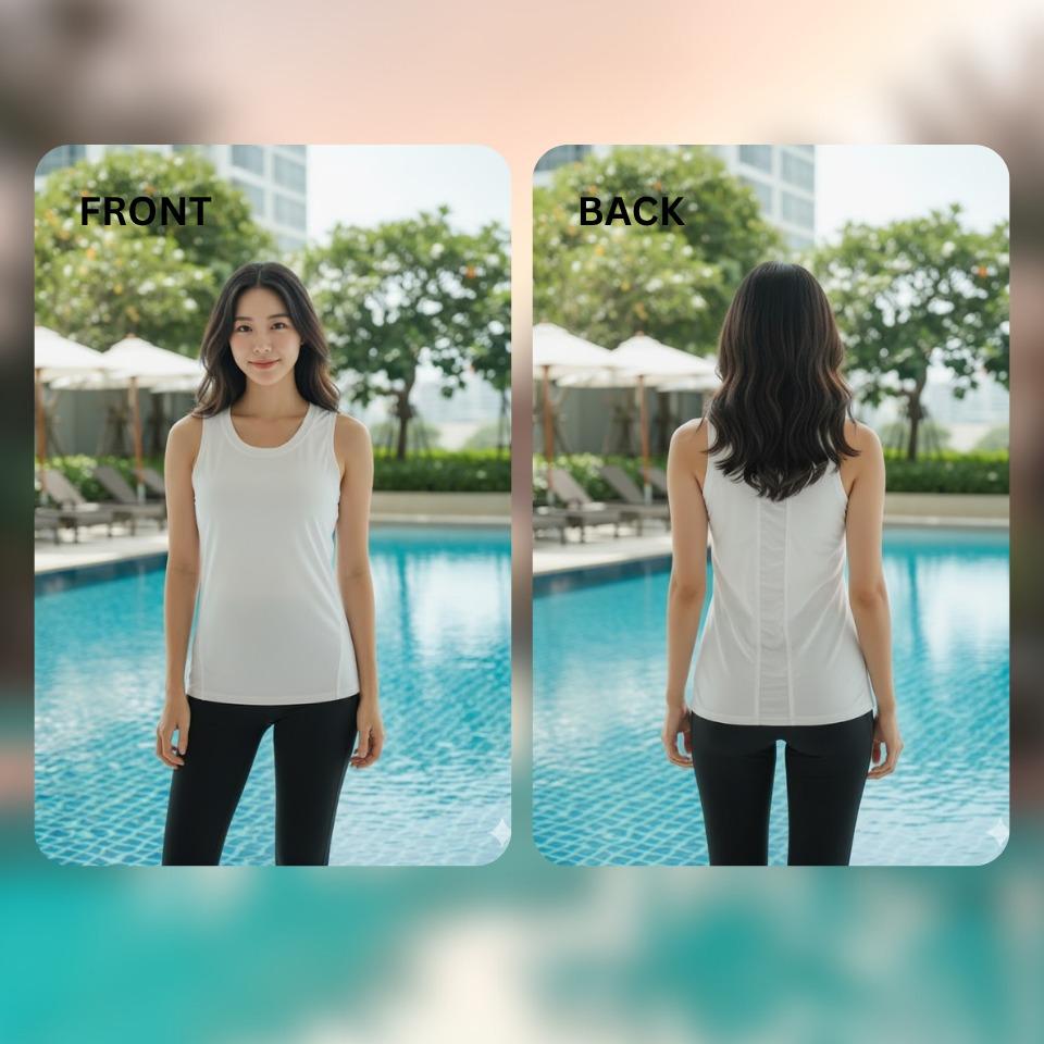 Women's Plain White Sportswear/Swimming wear Compression Sando for Outdoor Activities