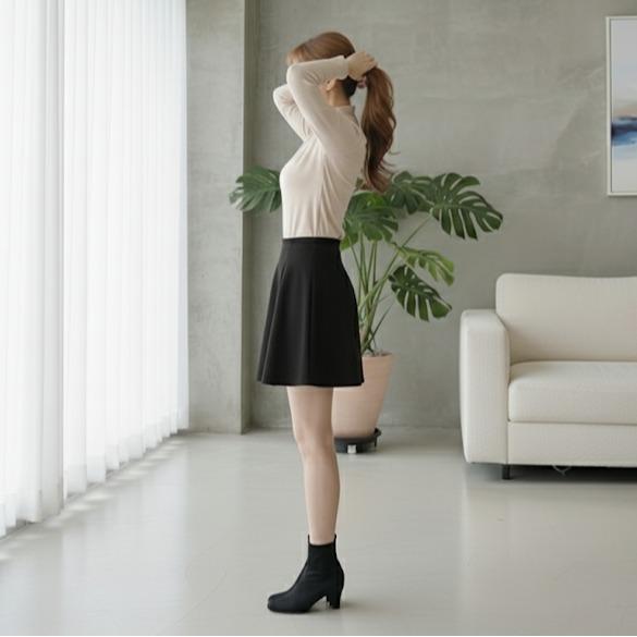 Beach House Plain Black Skirt with Inner Cycling Short (#21-#03)