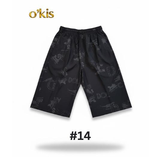 O'KIS Dryfit Sports Short - Garterized Free Size for Sports & Fashion Activities, Black Printed Design, Dryfit Technology, Versatile & Functional