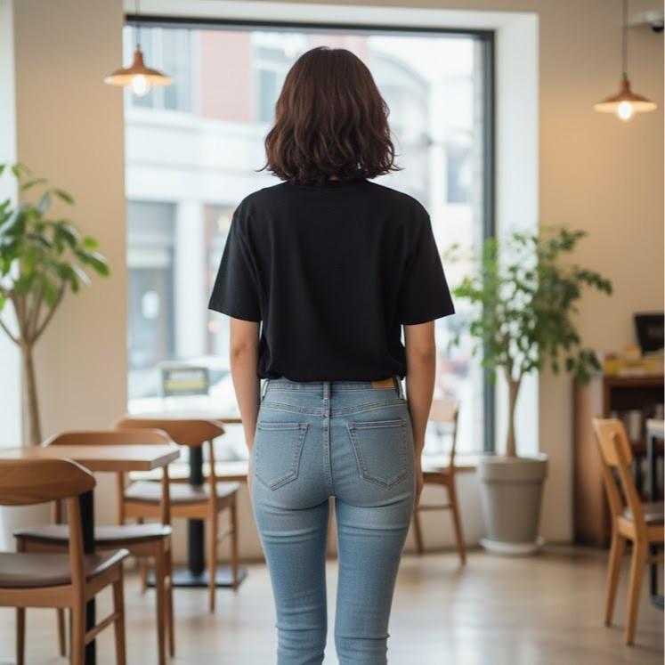 W24-20023 Women's Cotton Top in Crew Neck Fashionable Tee Shirt