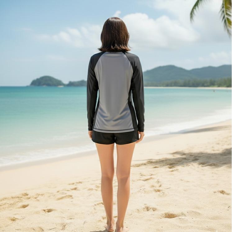 Women's Attarco Simple Design Collections Swiming RASH GUARD Longsleeve (#6)