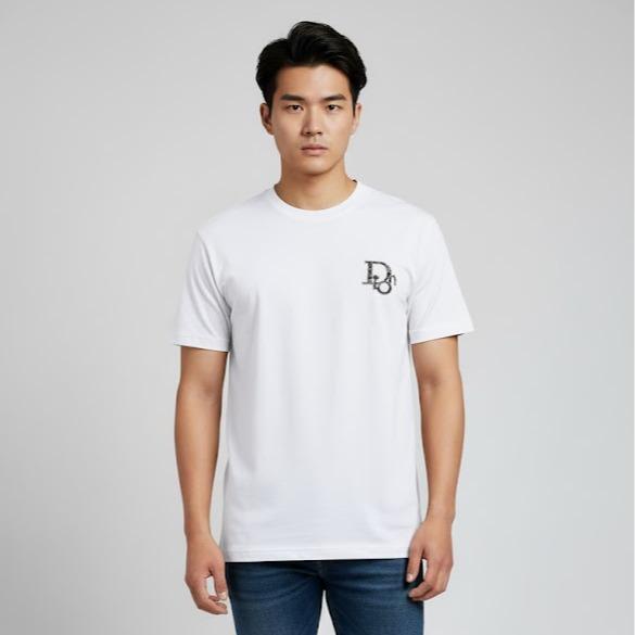 ASSORTED Men's High Fashion T-shirt in WHITE Color with Embroidered Logo for Stylish Outfits Ideal for Casual & Formal Occasions