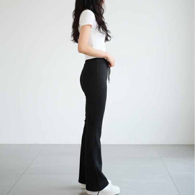 FP5991 Women's Classic Cotton Straight Pants with Bottom Strings