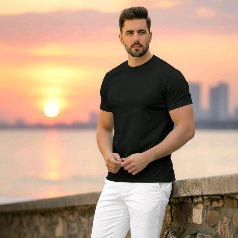 IceTech Collections Male Top Dry-fit Tshirt Plain Black - Simple Design Short Sleeve Tee for Men