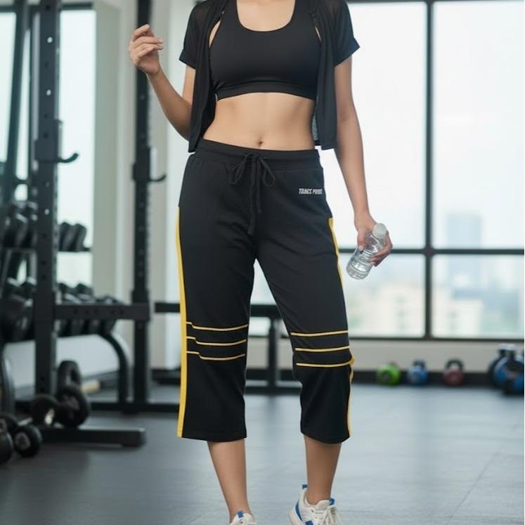 FP9219 Women's Classic Cotton Capri Pants with Blue or Yellow Lining