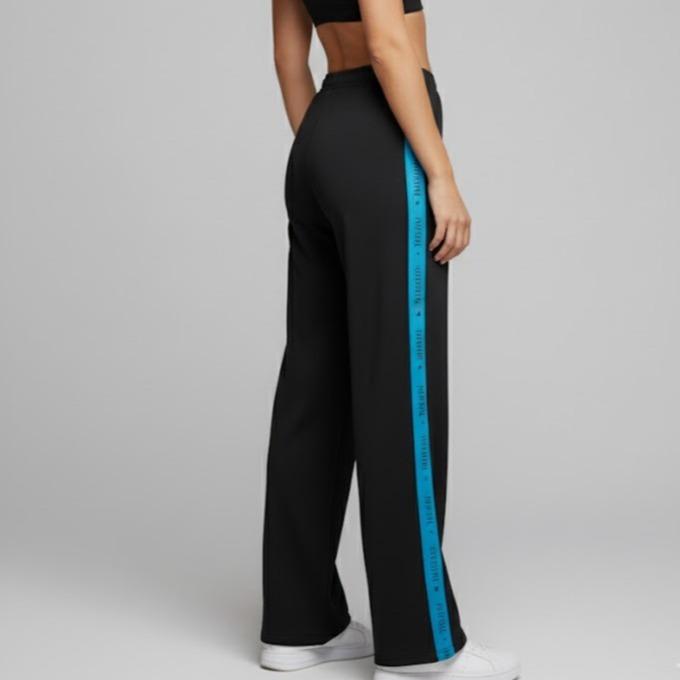 FP9007 Women's Classic Cotton Straight Pants with Yellow/Violet/Blue Stripes