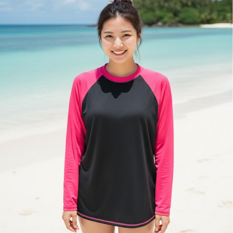 Women's Attarco Collections Swiming Plain RASH GUARD Longsleeve (#7)