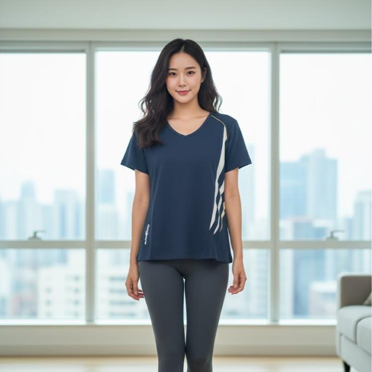 FP65010A Women's Cotton Top Tee Shirt Black Color
