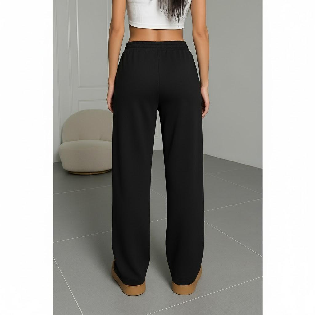 FP9304B Women's Navy Blue Athletic Pants with Gold Accents Design