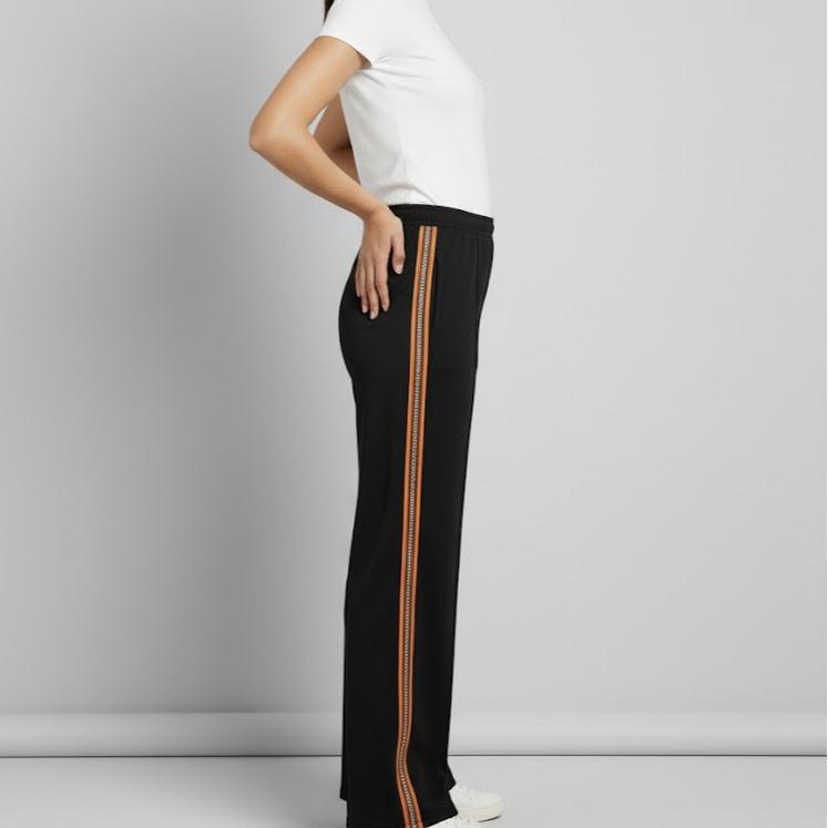 FP9007 Women's Classic Cotton Straight Pants with Yellow/Violet/Blue Stripes