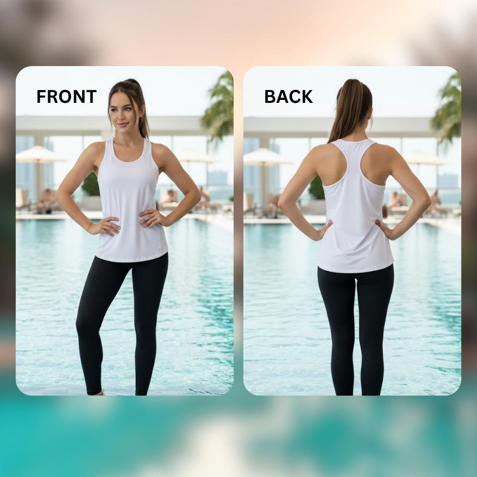 Women's Plain White Sportswear/Swimming wear Compression Sando for Outdoor Activities