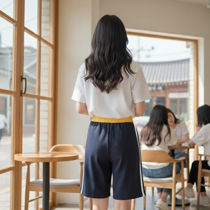 FP8033-5 Women's Classic Ferry Pure Cotton Capri Short with White & Yellow Lining Color