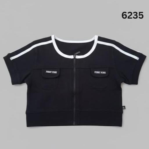 FP6235 Women's Classic Ferry Pure Cotton CROPPED TOP  with Zipper