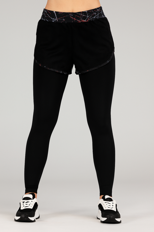 2-in-1 High-Waisted Sports Leggings with Mesh Shorts