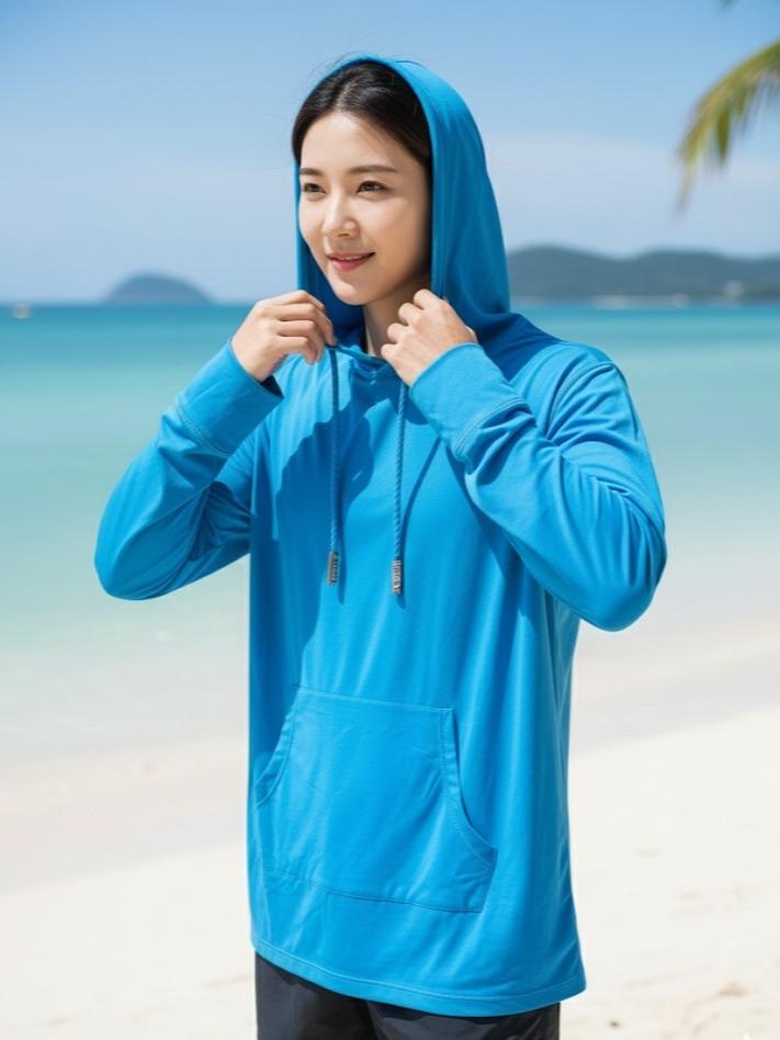 RASH GUARD Men's/Women's Pullover Hoodie with Long Sleeves in Loose-Fitting Versatile for Swim Activities (#11)