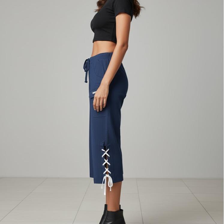 FP5621-7  Women's Classic Cotton Capri Pants with Botton Lace Downstrings