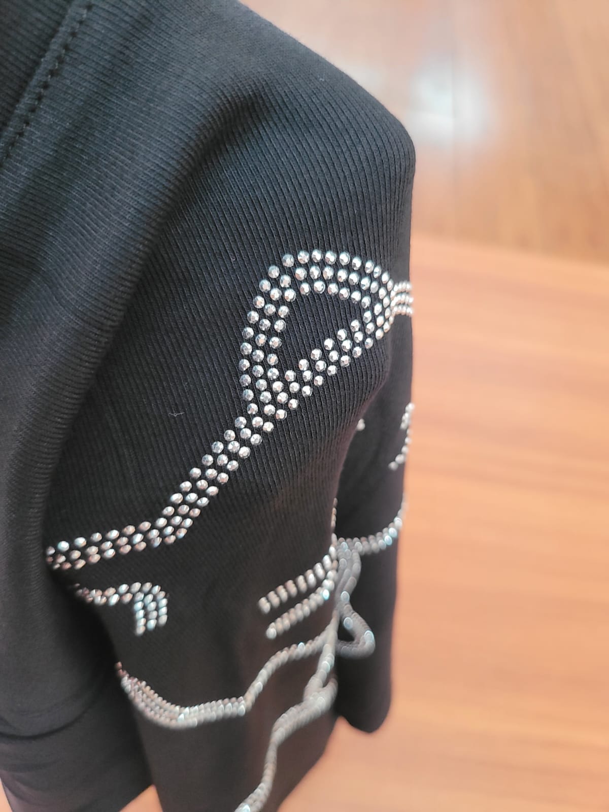 Bling Top Tee Shirt - Korean Style Women's Wear with Sparkling Designs on Black Fabric