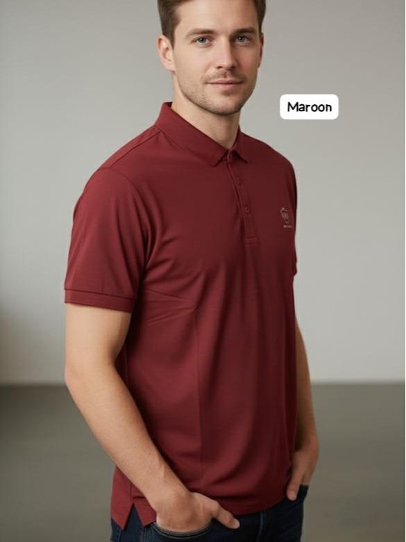 Italy Man Polo Shirt with Embraided Logo Detailing and Button Front Design