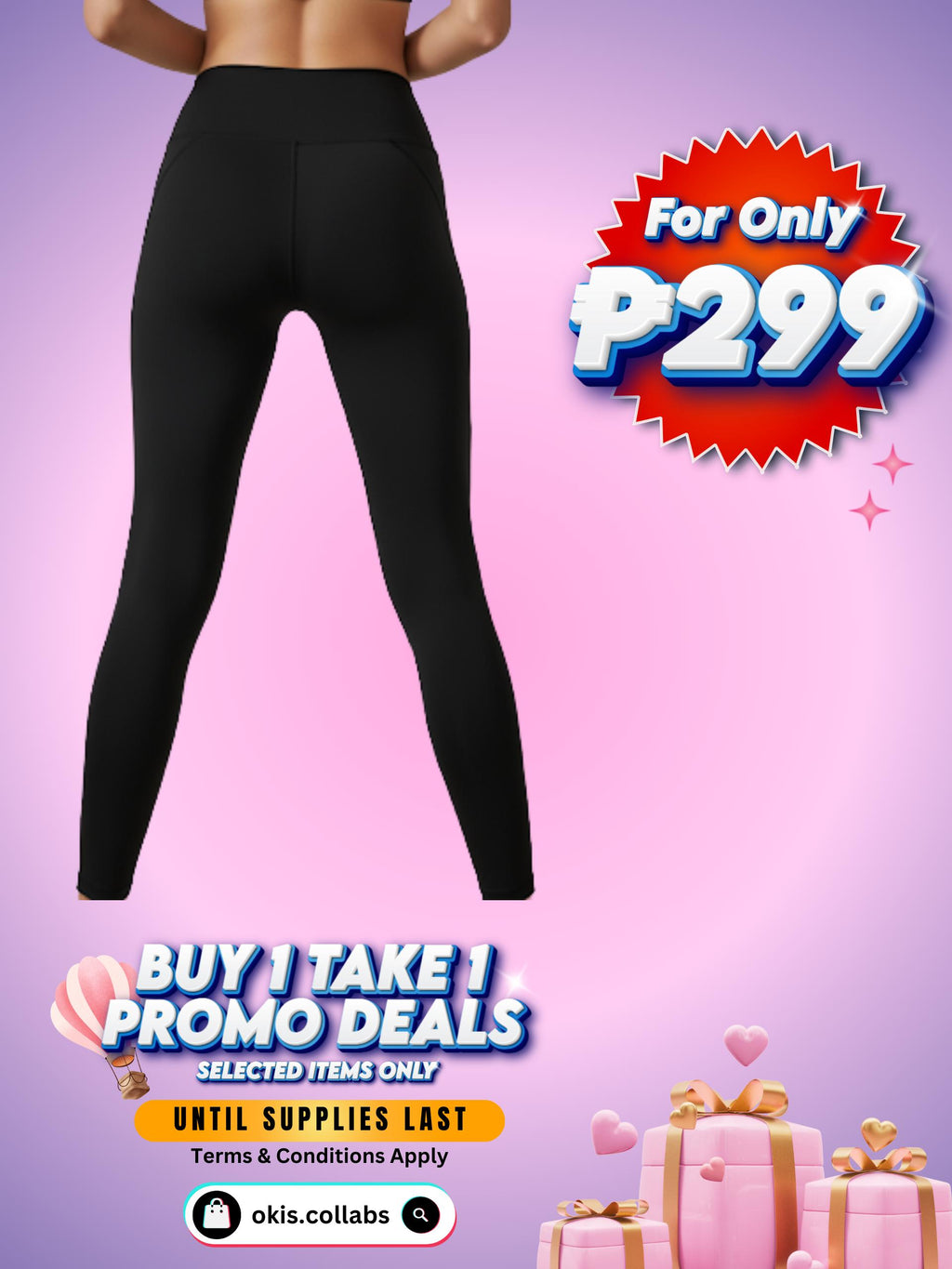 [BUY 1 TAKE 1 FREE] Women's Cotton Sports Wear Leggings Plain Black